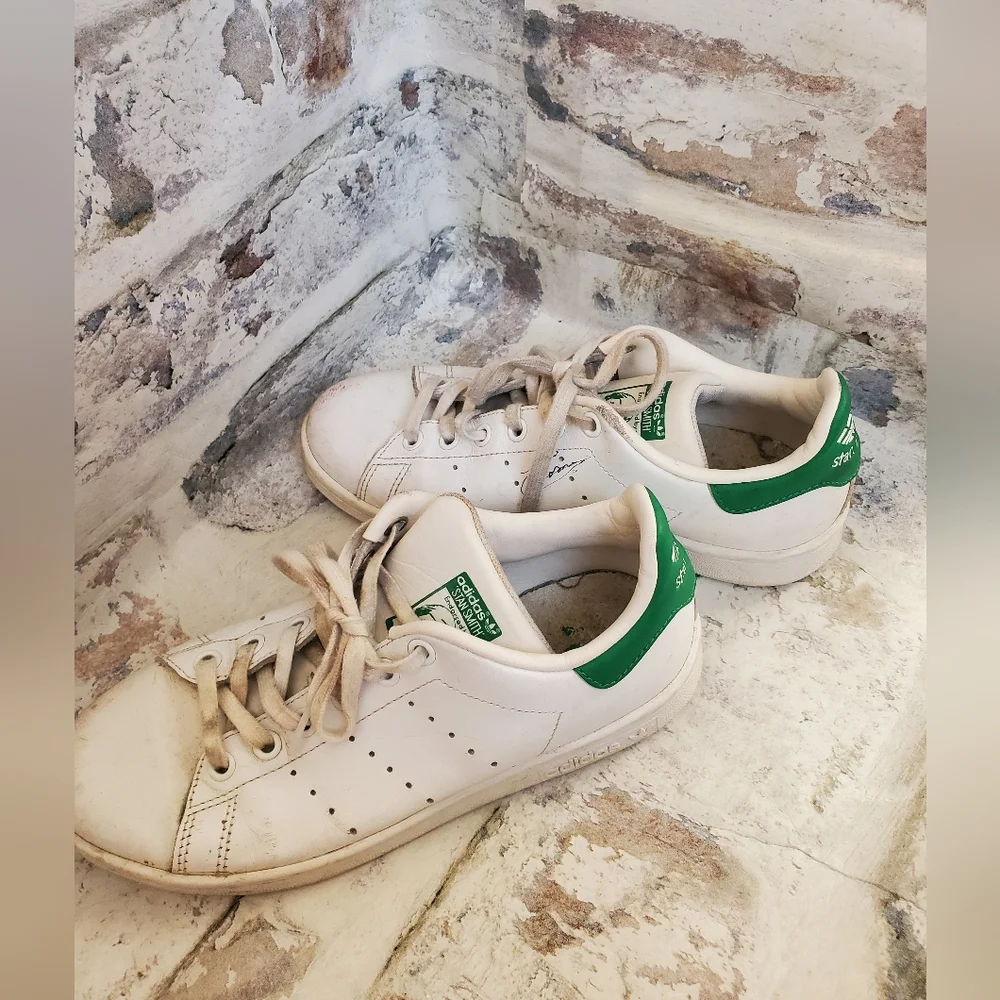 Adidas Stan Smith Low White Green Shoes Size Youth 4.5